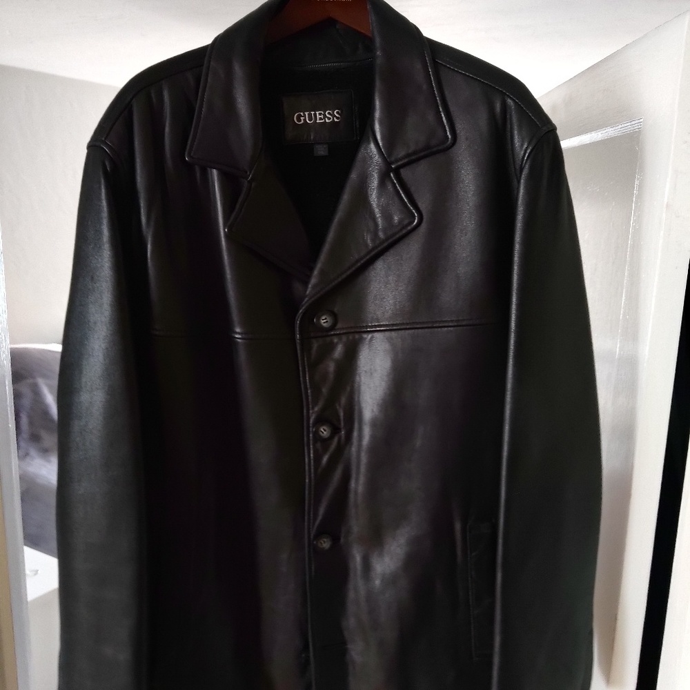 XXL BLACK LAMBSKIN LEATHER COAT